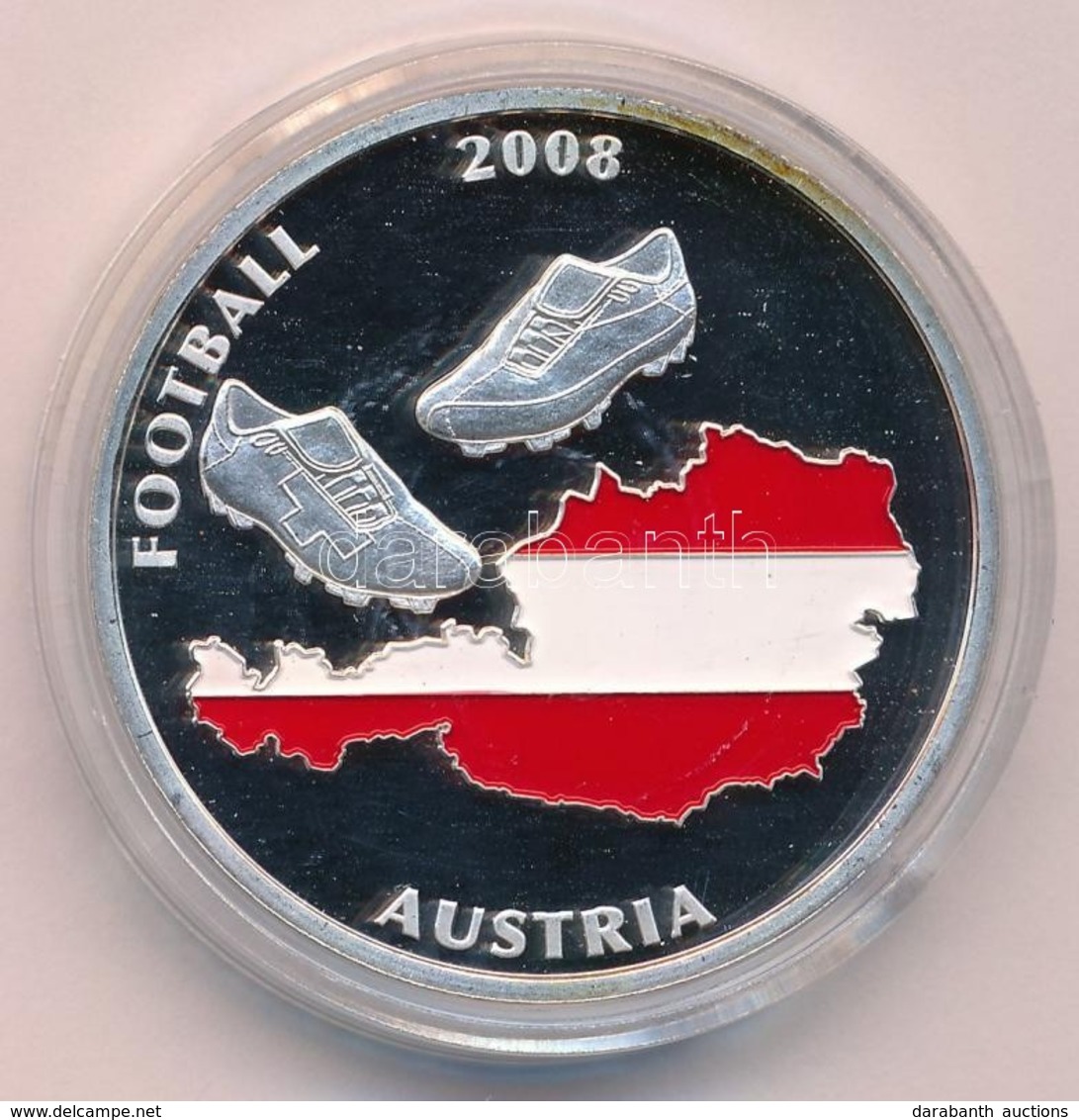 2008. 'Futball 2008. Ausztria / Svájc - Ausztria' Festett, Ezüstözött Réz Emlékérme Tanúsítvánnyal (40mm) T:PP Small Pat - Unclassified