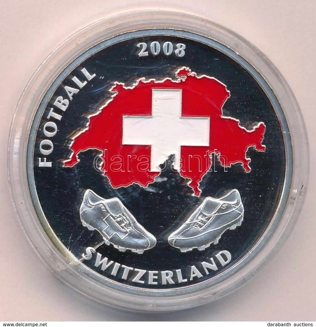 2008. 'Futball 2008. Svájc / Svájc - Ausztria' Festett, Ezüstözött Réz Emlékérme Tanúsítvánnyal (40mm) T:PP Small Patina - Ohne Zuordnung