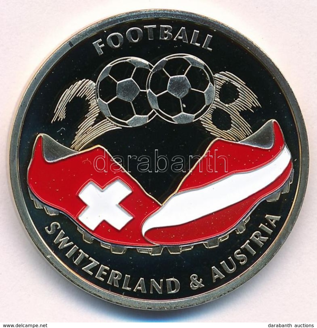 2008. 'Labdarúgás 2008. Ausztria / Svájc' Festett, Ezüstözött Réz Emlékérme (33mm) T:PP 
2008. 'Football  2008. Austria  - Non Classés