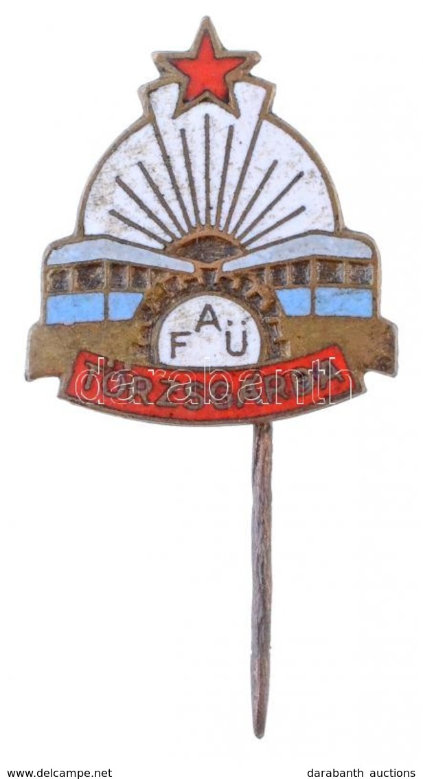 ~1960. 'FAÜ (Fővárosi Autóbusz Üzem) Törzsgárda' Zománcozott Fém Kitűző (~37x19mm) T:2- - Ohne Zuordnung