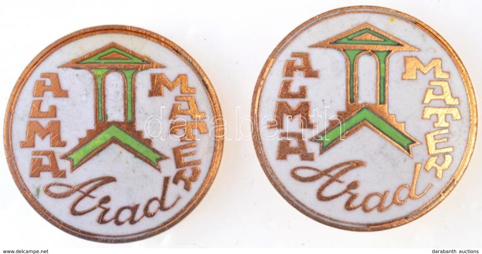 Románia DN 'Arad - Alma Mater' Zománcozott Aranyozott Jelvény (2x) (30mm) T:2
Romania ND 'Arad - Alma Mater' Enamelled,  - Sin Clasificación