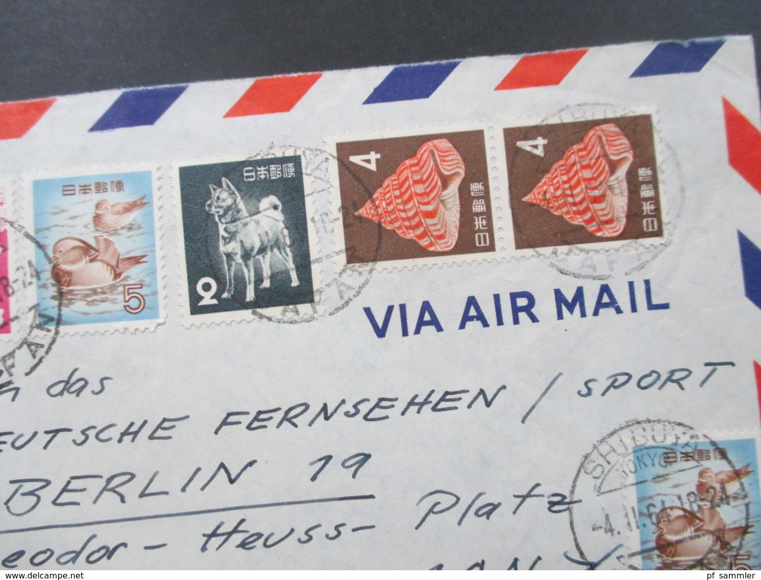 Japan 1964 Luftpostbrief / Via Air Mail Mit 11 Marken Auch Tokyo 1964 An Das Deutsche Fernsehen / Sport In Berlin - Brieven En Documenten