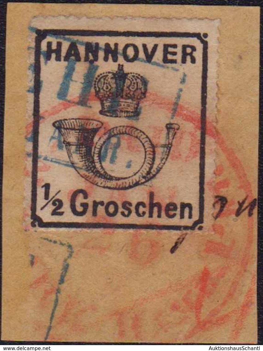 1864, 1 Halber Groschen Durchstochen Auf Briefstück, Mit 2 Verschiedenen Stempeln Dekorativ Entwertet - Otros & Sin Clasificación