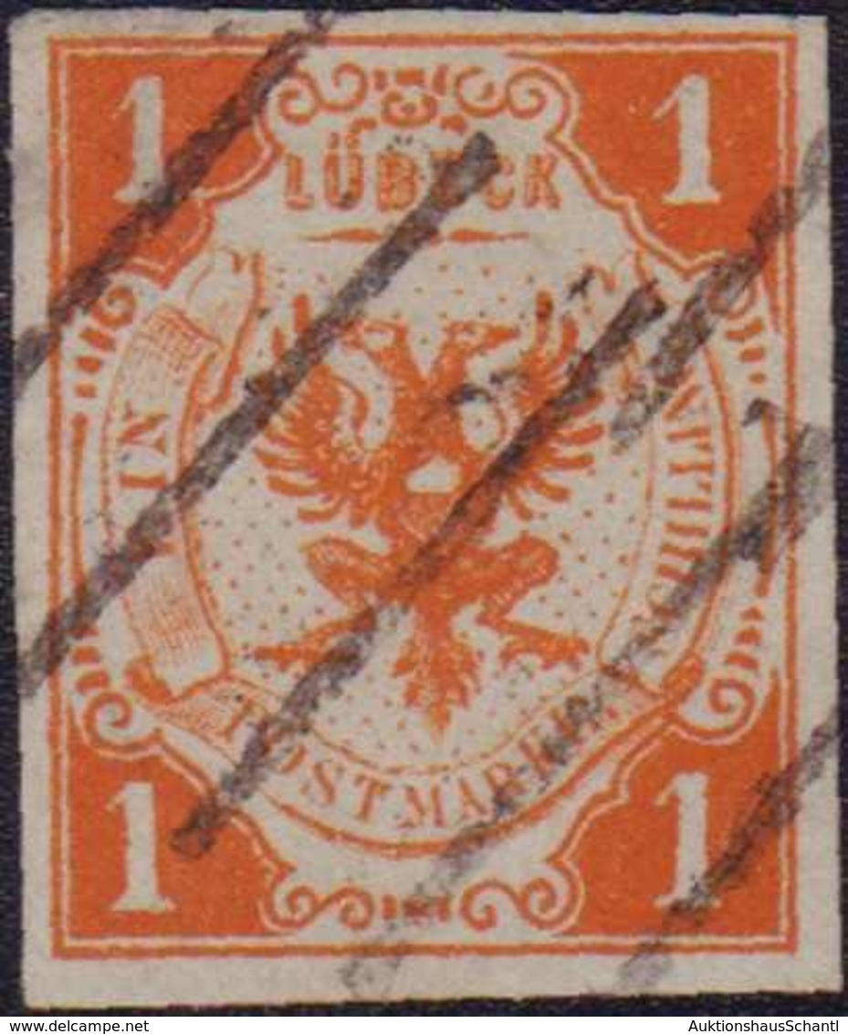 1859, 1 Schilling Schwärzlichorange, Entwertet Mit Schwarzem Strich-Stempel Des Stadtpostamtes, Farbfrisches Und Breitra - Altri & Non Classificati