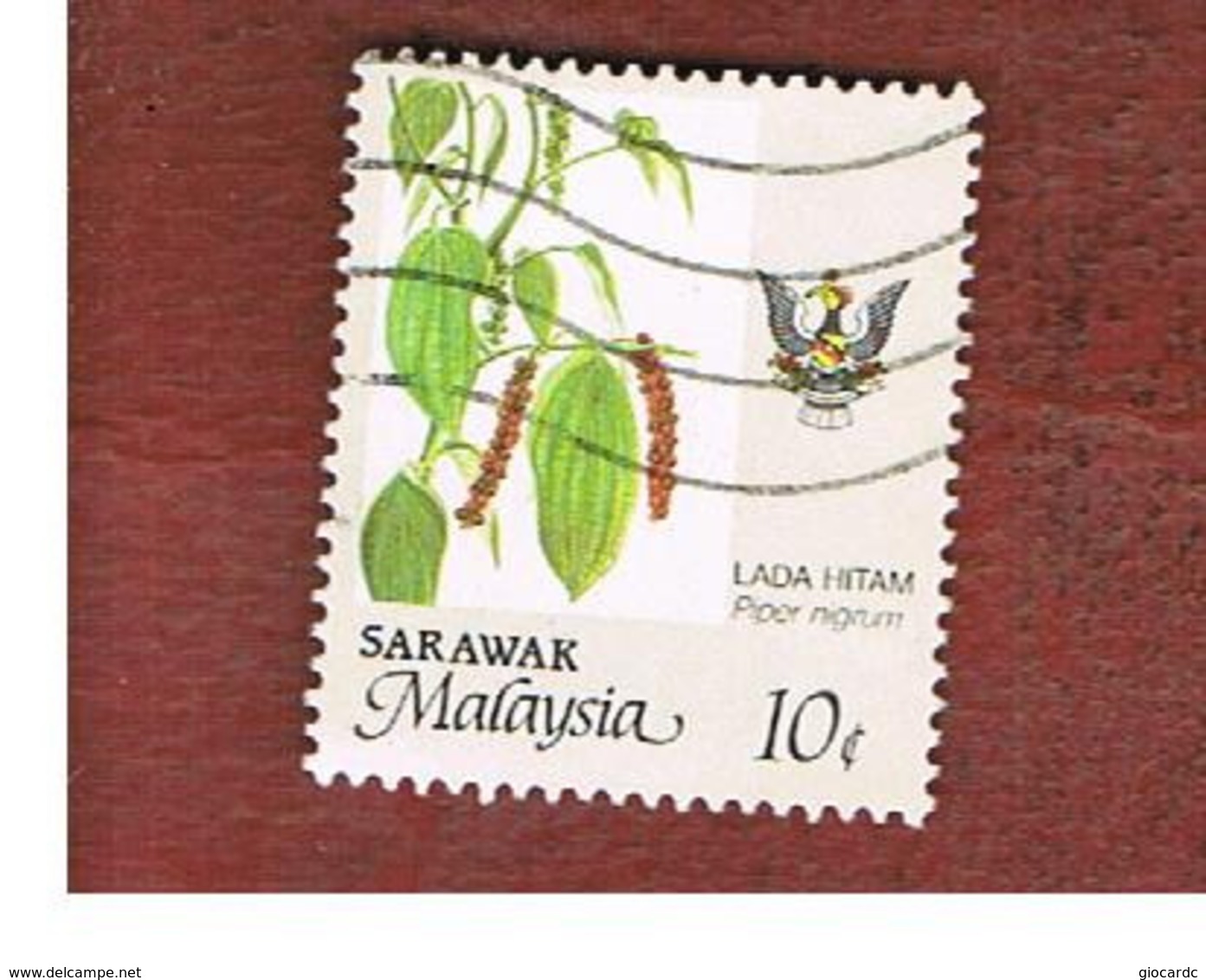 MALESIA: SARAWAK (MALAYSIA) -  SG 257   -  1986 AGRICULTURAL PRODUCTS: BLACK PEPPER (SHIELD  BLACK-RED-YELLOW) - USED ° - Malesia (1964-...)
