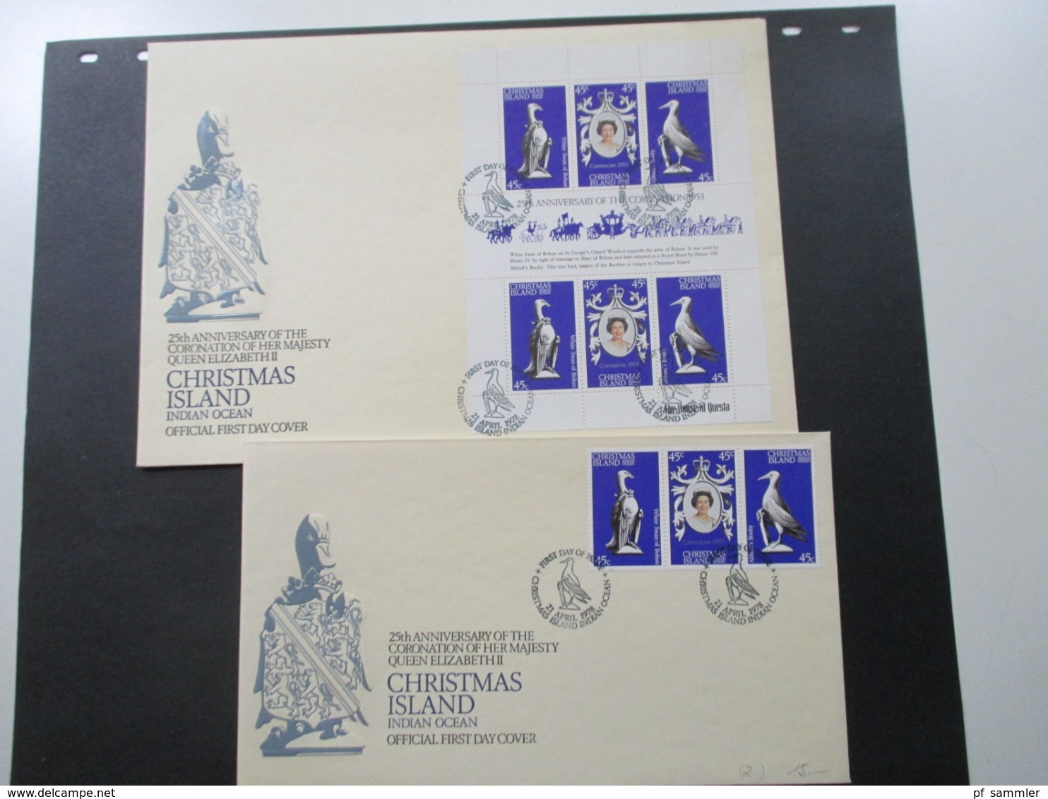 Chrismas Island 1978 FDC Coronation Of Her Majesty Queen Elizabeth II 2 Belege 1x Mit Block Und Sonderstempel - Christmas Island