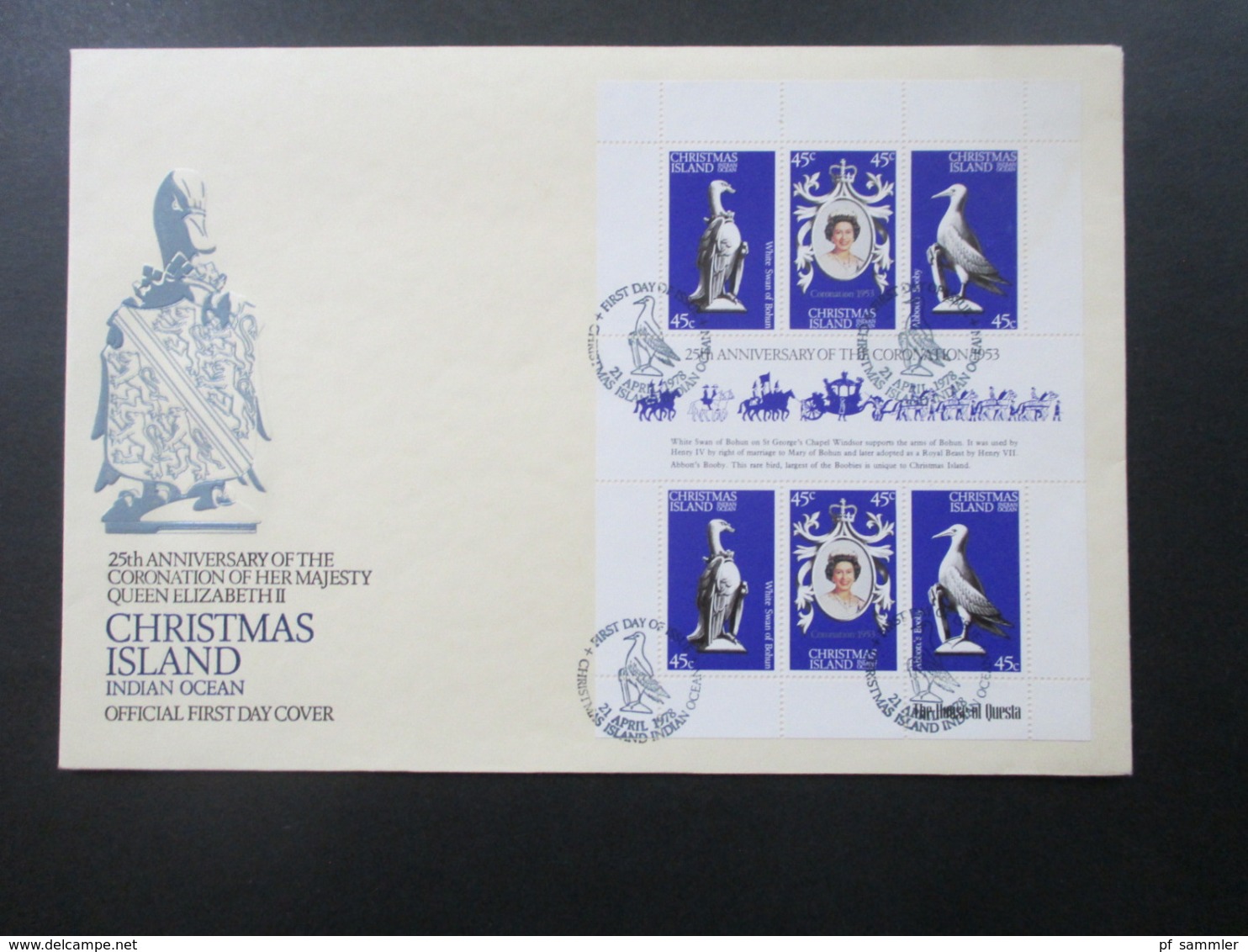 Chrismas Island 1978 FDC Coronation Of Her Majesty Queen Elizabeth II 2 Belege 1x Mit Block Und Sonderstempel - Christmaseiland