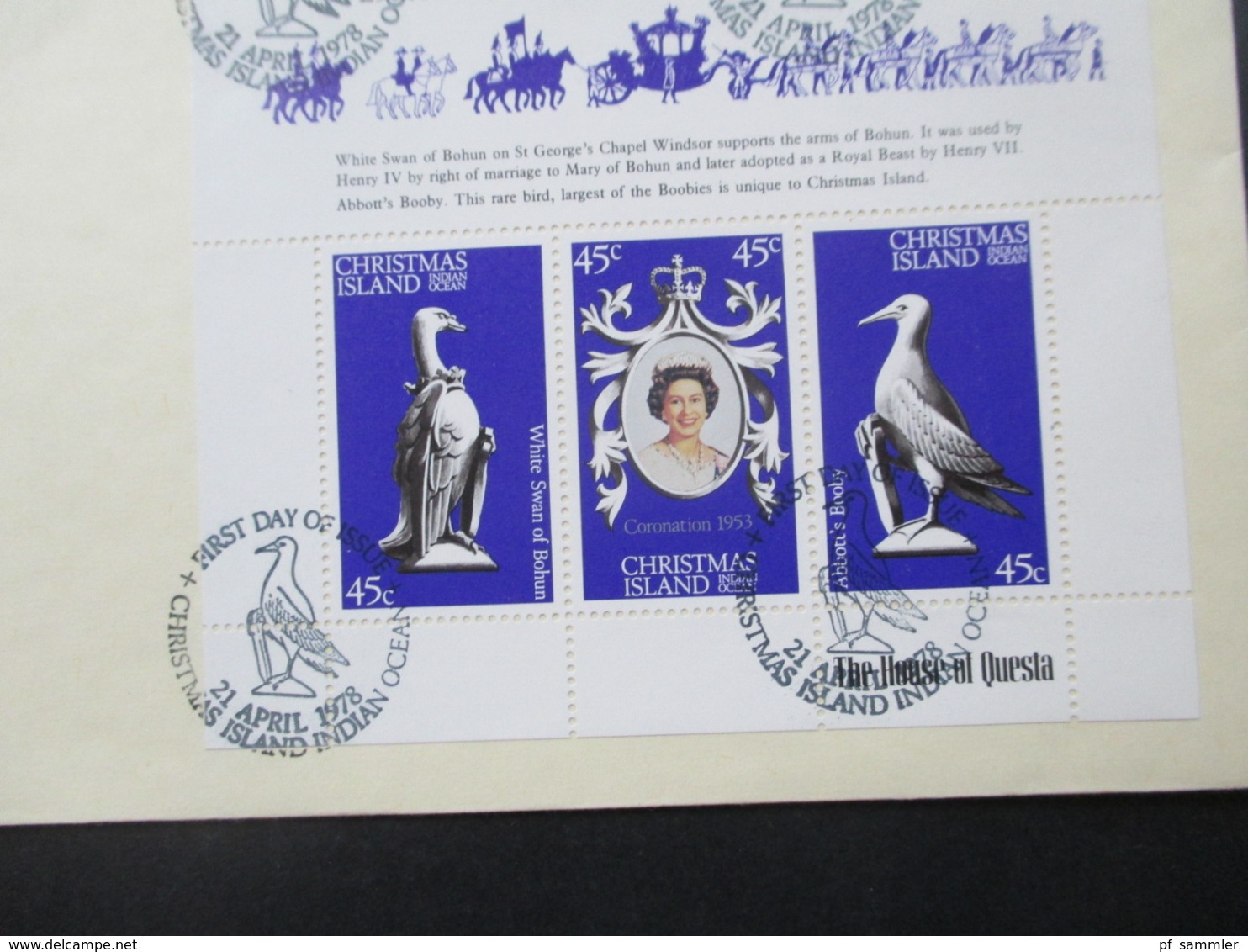 Chrismas Island 1978 FDC Coronation Of Her Majesty Queen Elizabeth II 2 Belege 1x Mit Block Und Sonderstempel - Christmaseiland