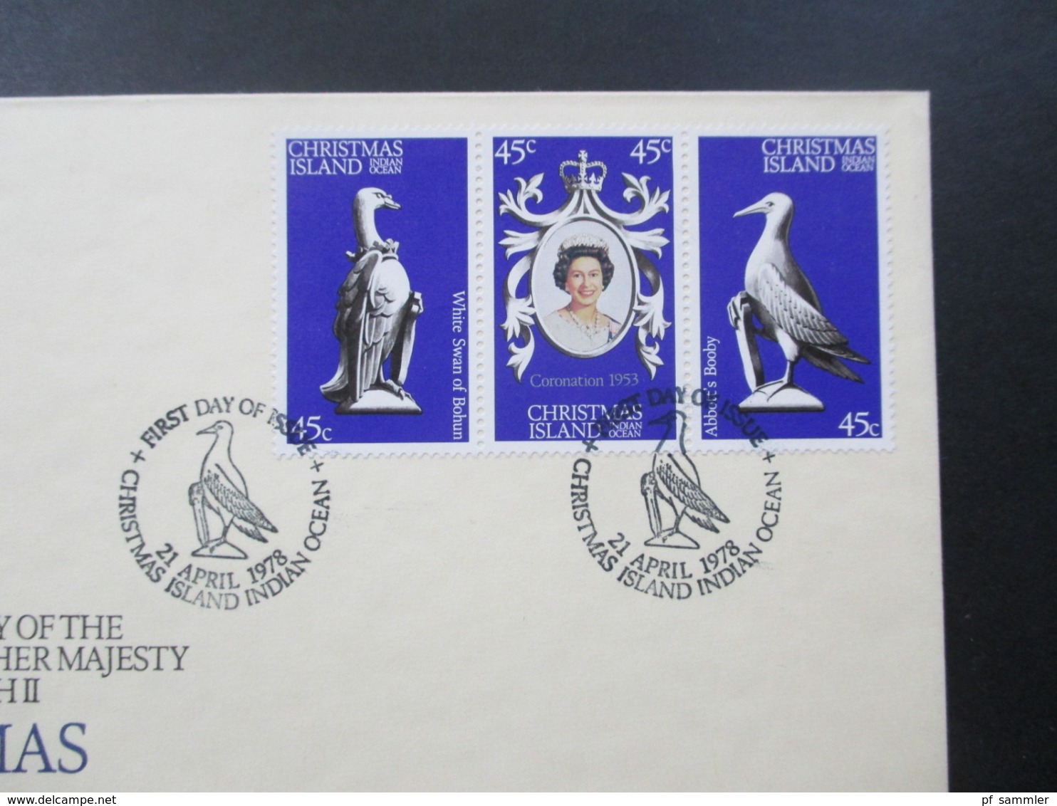 Chrismas Island 1978 FDC Coronation of her Majesty Queen Elizabeth II 2 Belege 1x mit Block und Sonderstempel