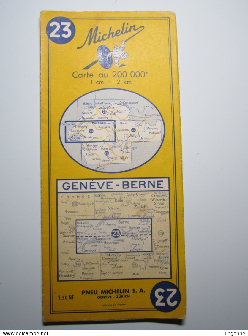 Carte MICHELIN N° 23 - GENÈVE - BERNE 1962 - Cartes Routières