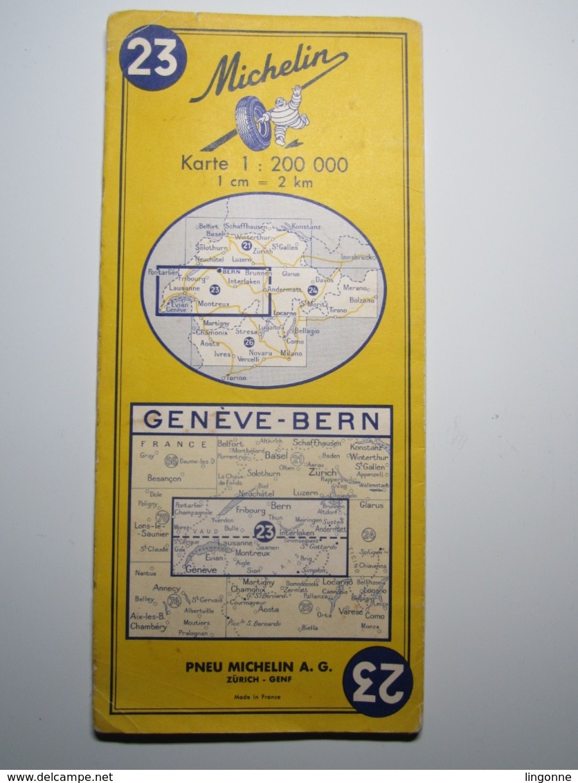 Carte MICHELIN N° 23 - GENÈVE - BERNE 1962 - Cartes Routières