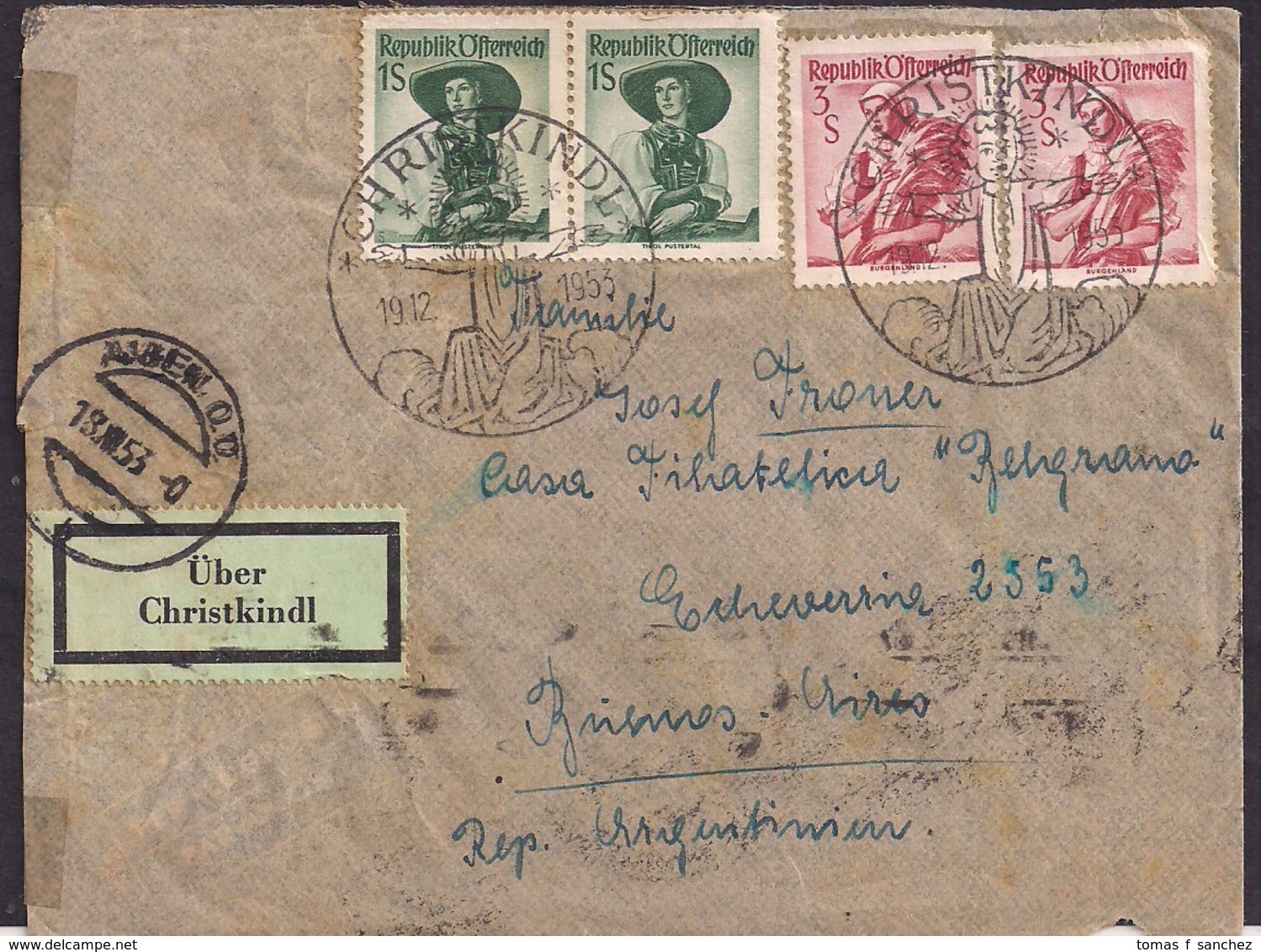 Österreich - 1953 - Brief - Christkindl - Argentinien - Storia Postale