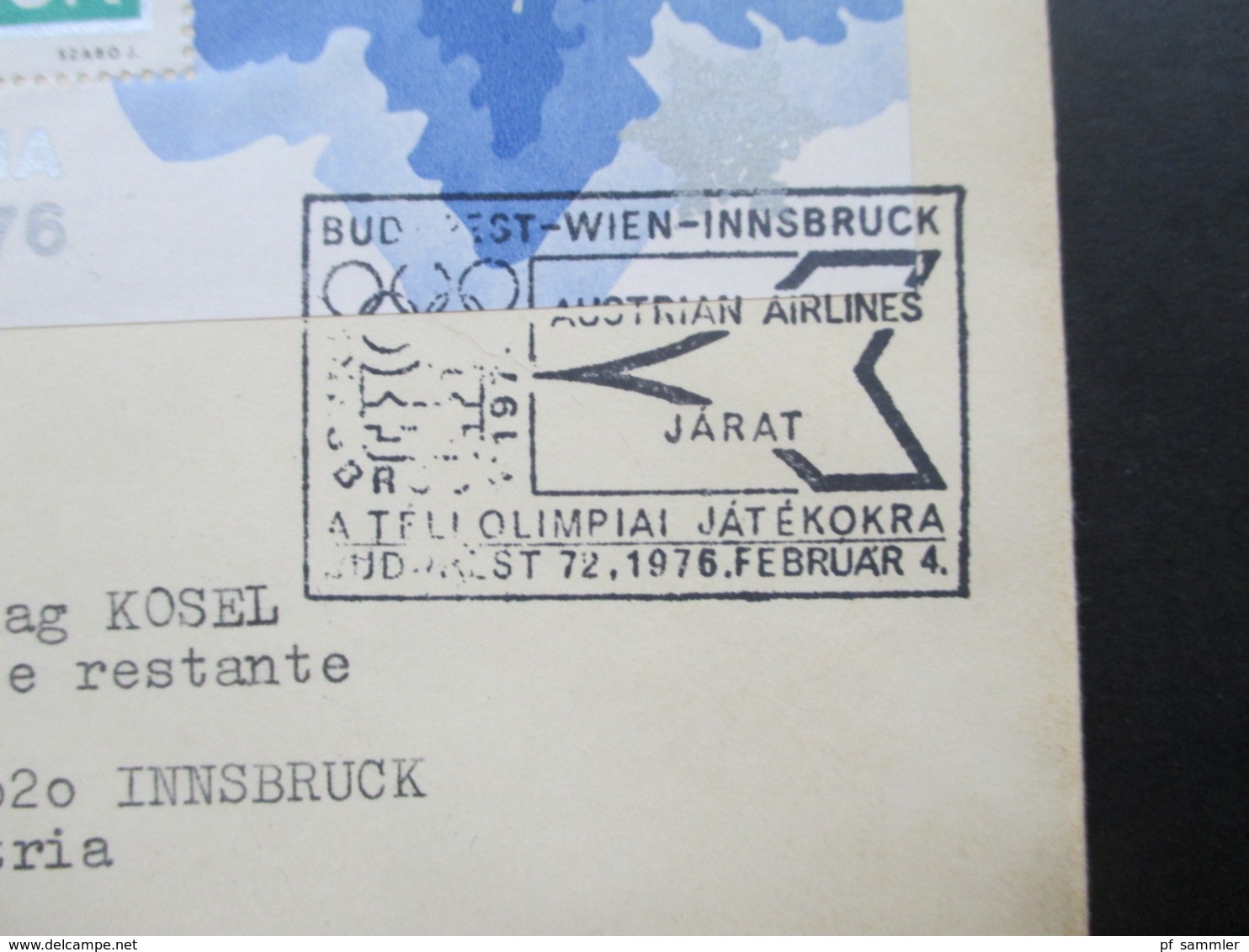 Ungarn 1975 Block 116 A Olympische Winterspiele Luftpost / Express Brief Mit SST Austrian Airlines Jarat Nach Innsbruck - Lettres & Documents