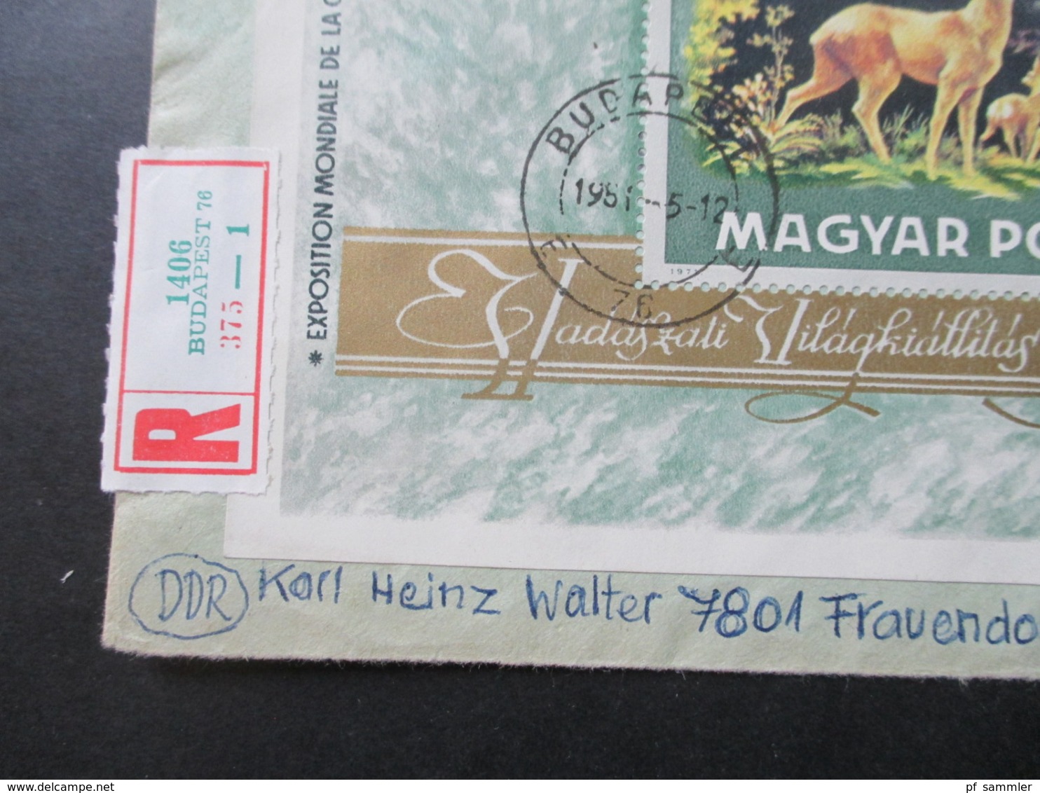 Ungarn 1971 Block 82 A Welt Jagdausstellung Budapest Einschreiben / Luftpost In Die DDR Nach Frauendorf - Storia Postale