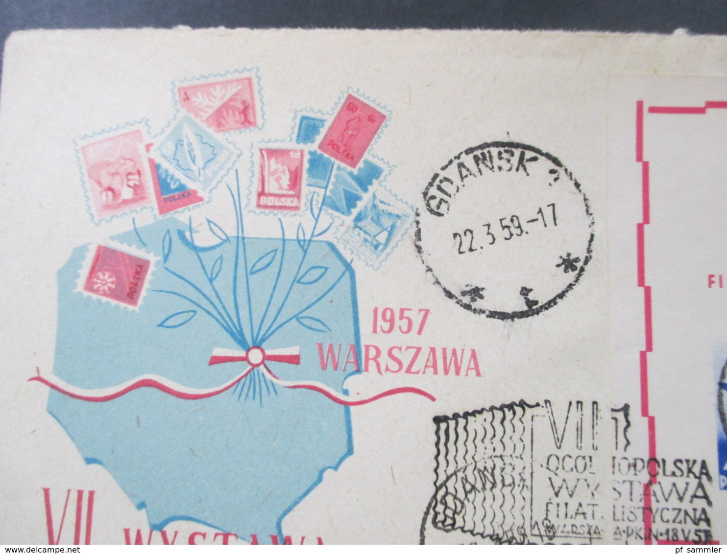 Polen 1957 Block 21 Nationale Briefmarkenausstellung Sonderumschlag Wystawa Filatelistyczna Stempel Gdansk (Danzig) - Lettres & Documents