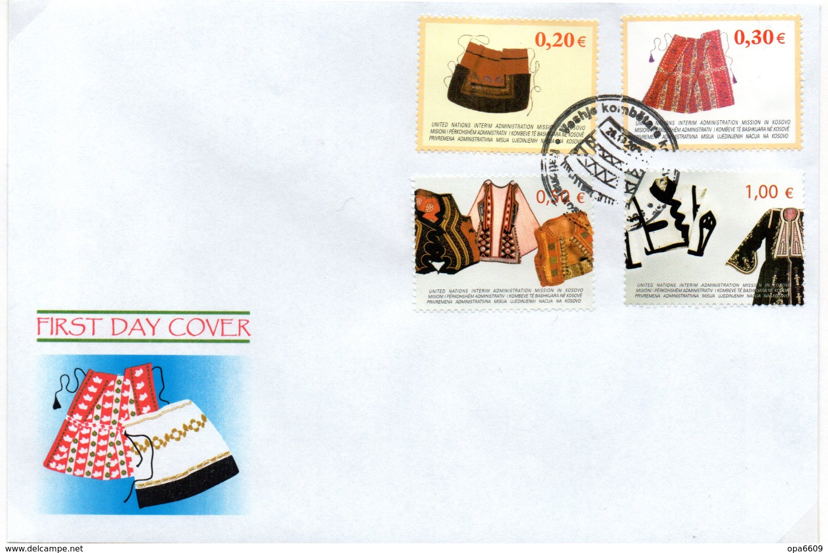 (2WK-2) VEREINTE NATIONEN Im KOSOVO Schmuck-FDC UNMIK Mi-Nr. 22-25  "Trachten", ESSt 28.10.2004 - Kosovo