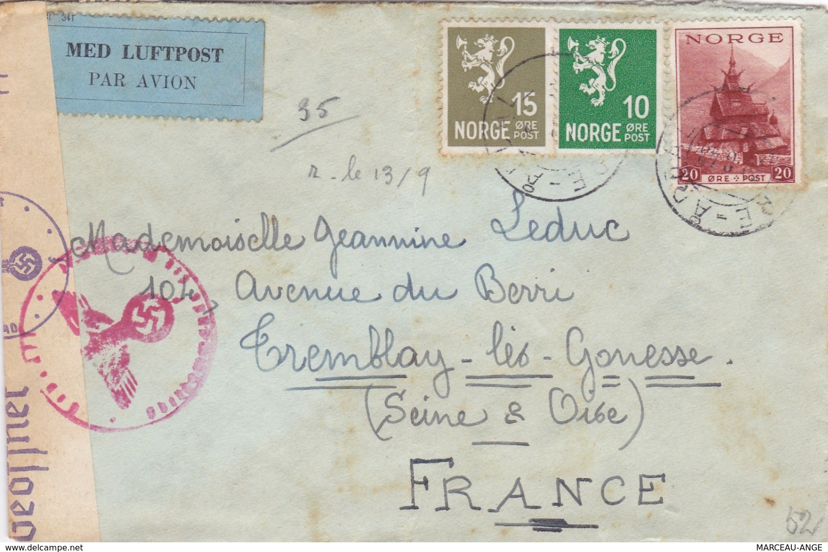 LETTRE PERIODE DE GUERRE , 1939/1945 ,avec Censure Militaire ,destination FRANCE Avec Contenu - Lettres & Documents