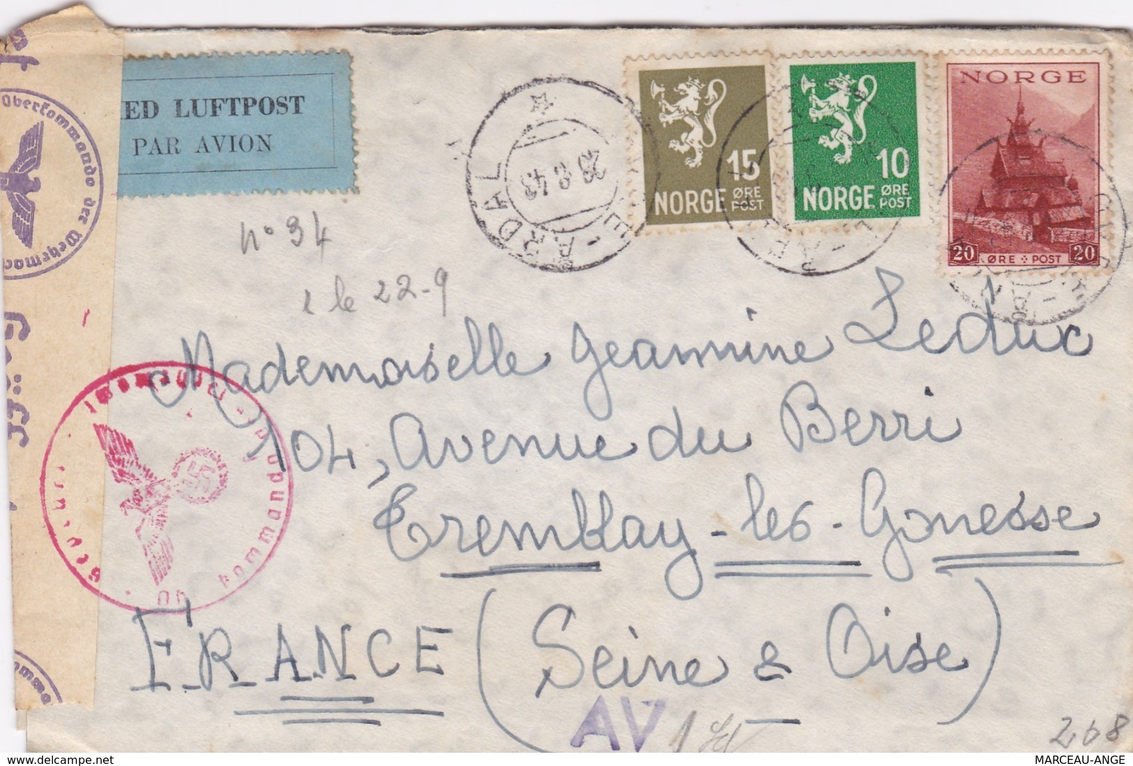 LETTRE PERIODE DE GUERRE , 1939/1945 ,avec Censure Militaire ,destination FRANCE Avec Contenu - Lettres & Documents