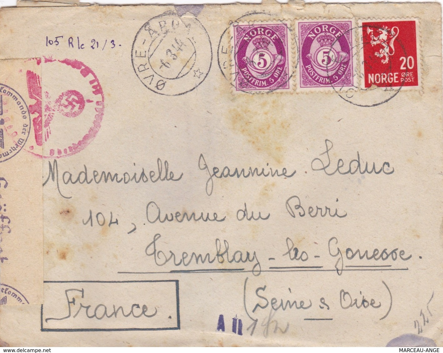 LETTRE PERIODE DE GUERRE , 1939/1945 ,avec Censure Militaire ,destination FRANCE Avec Contenu - Lettres & Documents