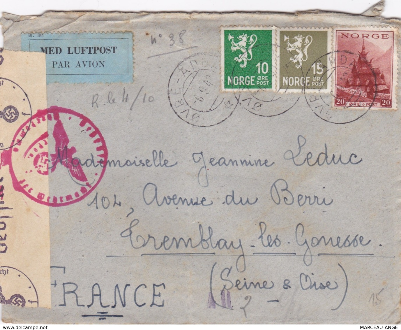 LETTRE PERIODE DE GUERRE , 1939/1945 ,avec Censure Militaire ,destination FRANCE Avec Contenu - Lettres & Documents