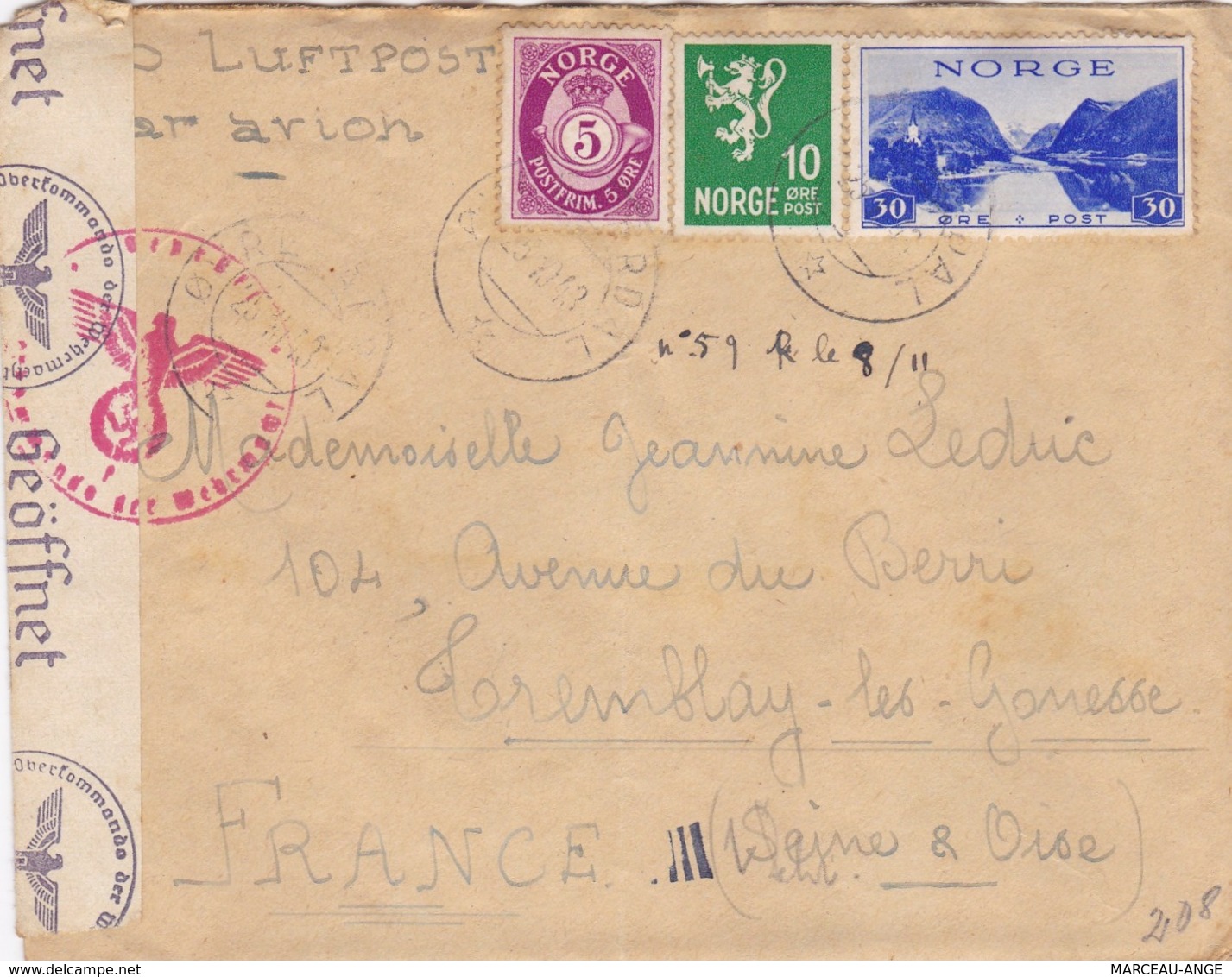 LETTRE PERIODE DE GUERRE , 1939/1945 ,avec Censure Militaire ,destination FRANCE Avec Contenu - Lettres & Documents