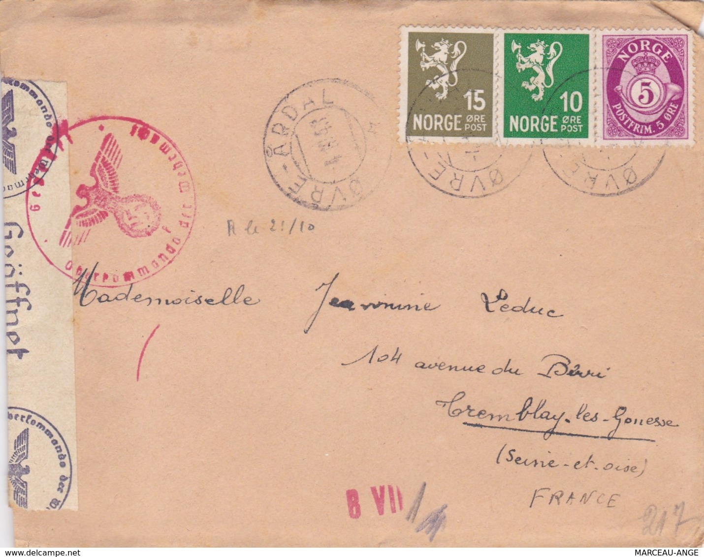 LETTRE PERIODE DE GUERRE , 1939/1945 ,avec Censure Militaire ,destination FRANCE Avec Contenu - Lettres & Documents