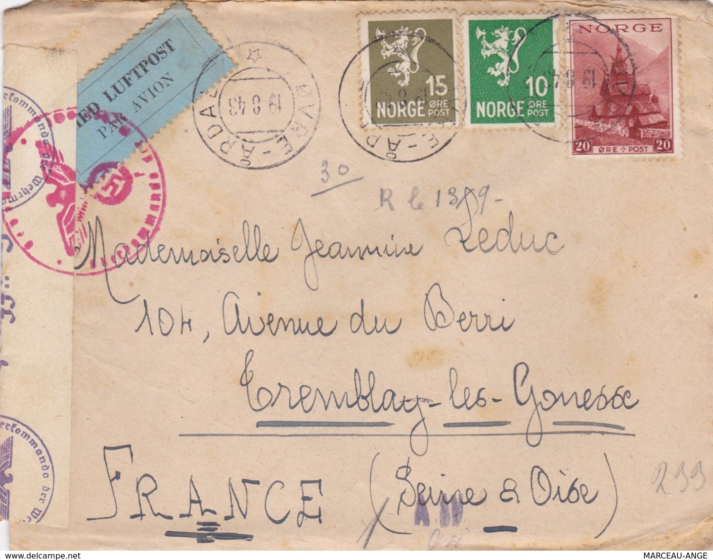 LETTRE PERIODE DE GUERRE , 1939/1945 ,avec Censure Militaire ,destination FRANCE Avec Contenu - Brieven En Documenten