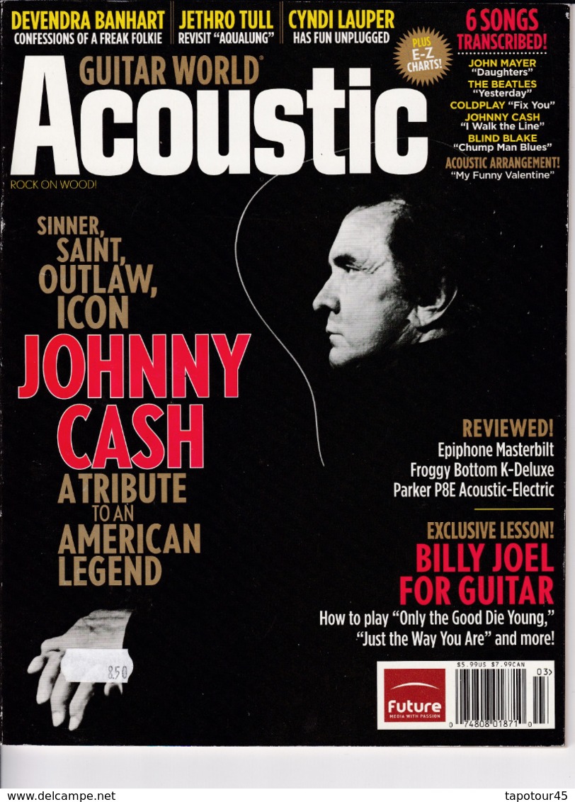 C 5)Livre, Revues >  Jazz,Rock, Country > Guitar World "Acoustique" "Johnny Cash"   (+- 98 Pages) - 1950-Now