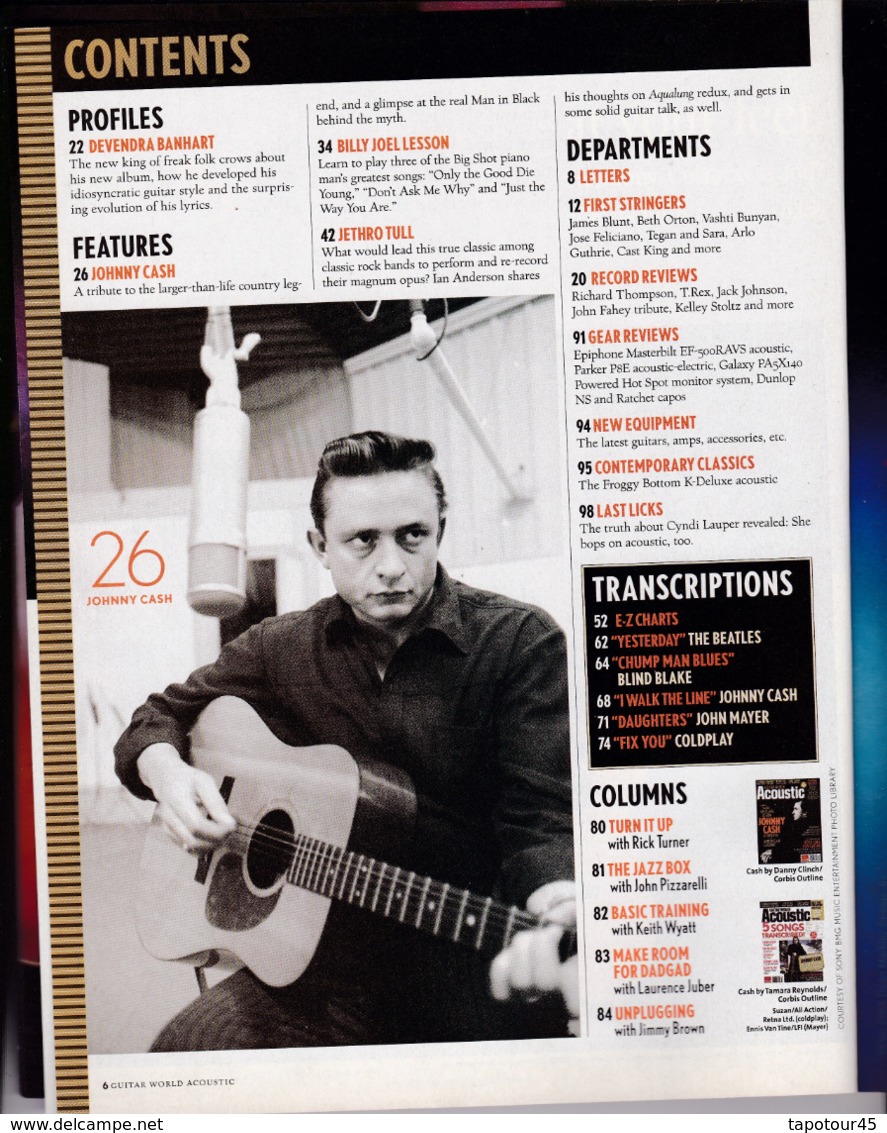 C 5)Livre, Revues >  Jazz,Rock, Country > Guitar World "Acoustique" "Johnny Cash"   (+- 98 Pages) - 1950-oggi