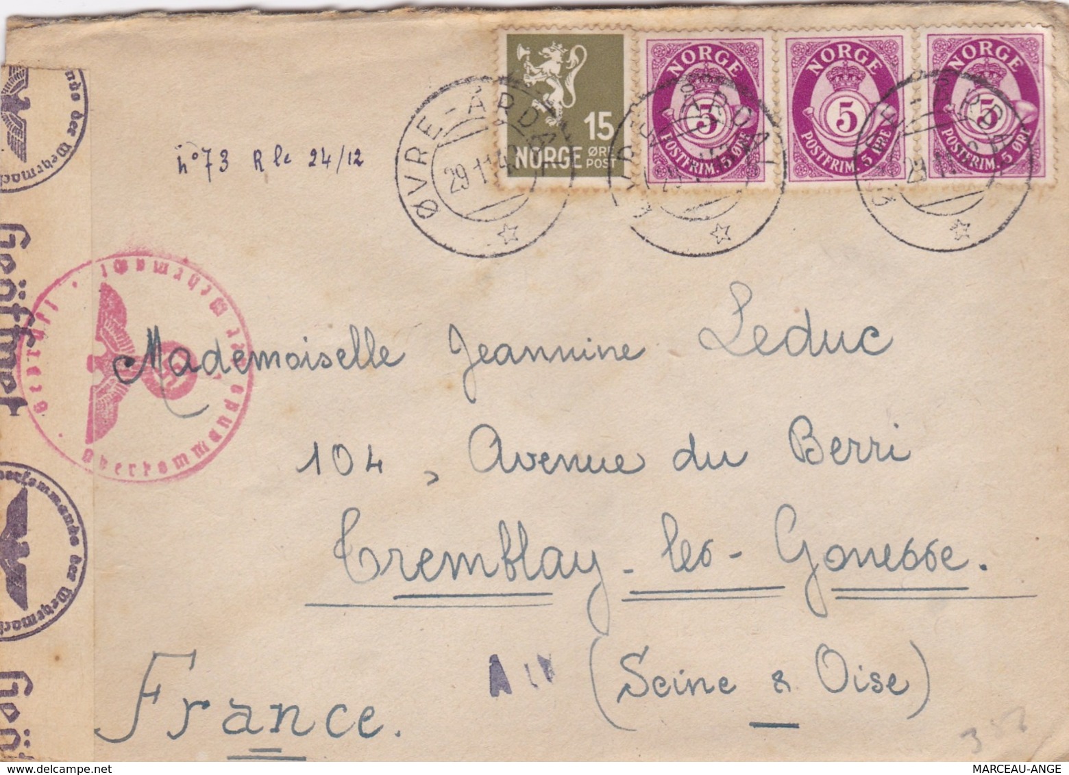 LETTRE PERIODE DE GUERRE , 1939/1945 ,avec Censure Militaire ,destination FRANCE Avec Contenu - Lettres & Documents