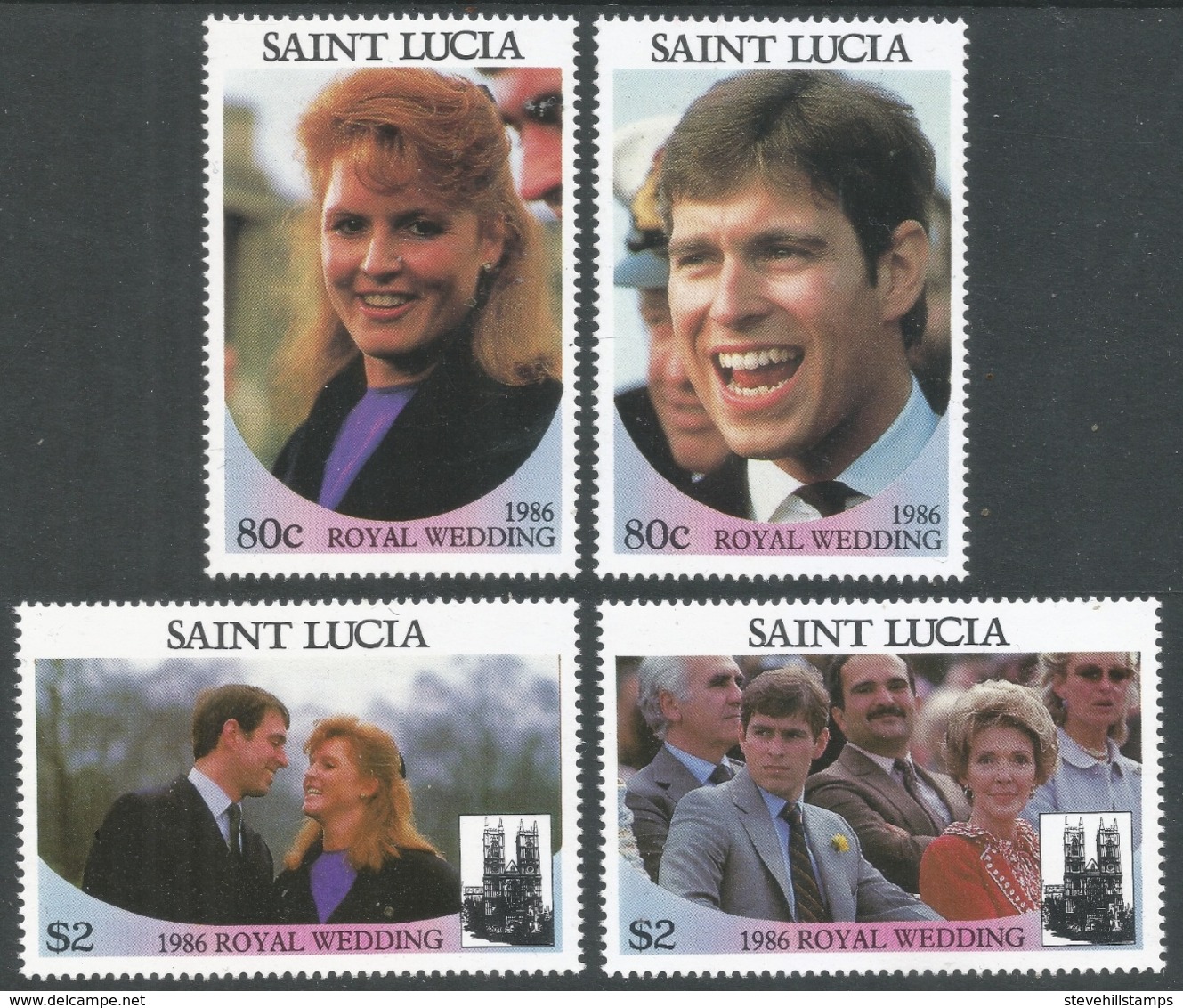 St Lucia. 1986 Royal Wedding (1st Issue). MNH Complete Set. SG 890-893 - St.Lucia (1979-...)