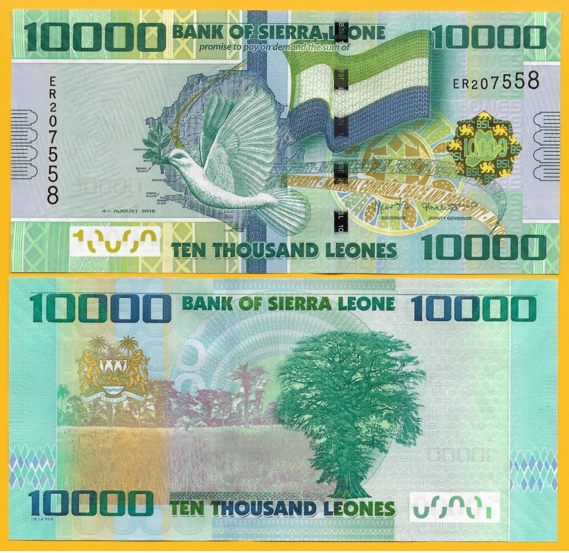 Sierra Leone 10000 (10,000) Leones P-33 2015 UNC Banknote - Sierra Leone