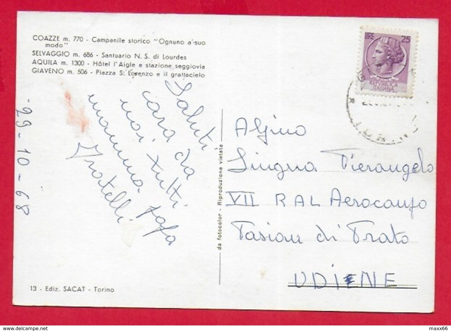 CARTOLINA VG ITALIA - Saluti Dalla Val Sangone - Vedutine Multivue - 10 X 15 - 1968 - Saluti Da.../ Gruss Aus...