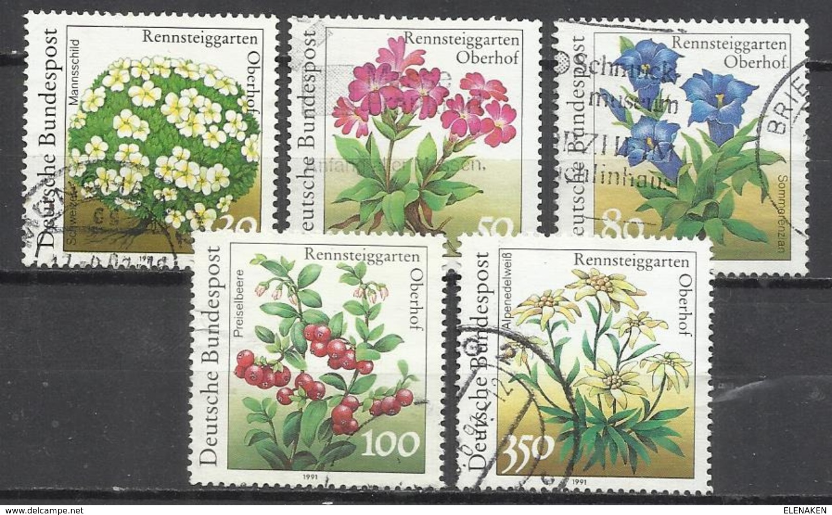 322-ALEMANIA  SERIE COMPLETA 1991 FLORES Nº 1337/41 USADOS FLORA TEMATICOS VALOR 7,00€ - Otros & Sin Clasificación