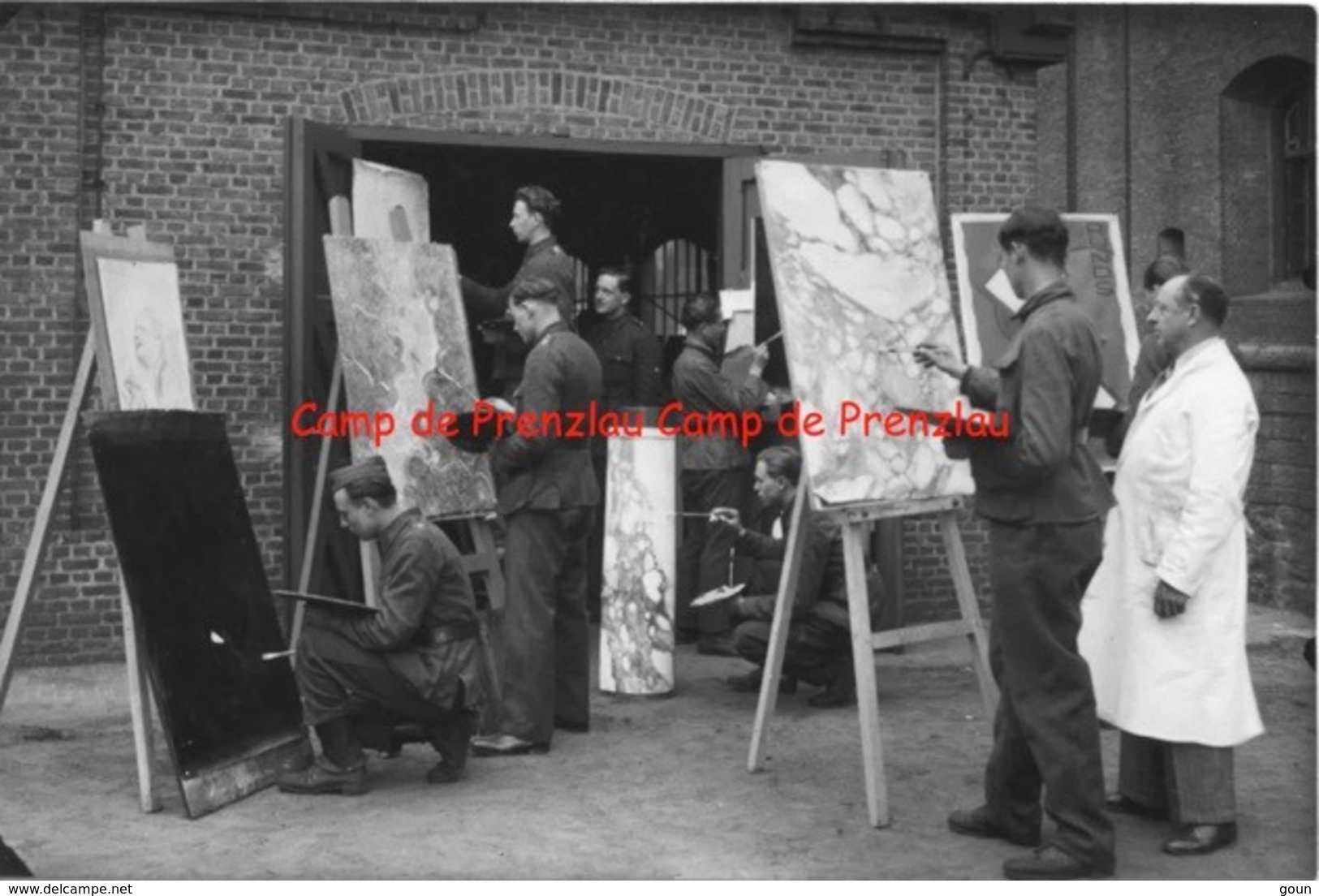 Photo Originale 15x10 Camp Officiers Belges Prisonniers WW2 Prenzlau Oflag II.A Atelier De Peinture - Guerre, Militaire