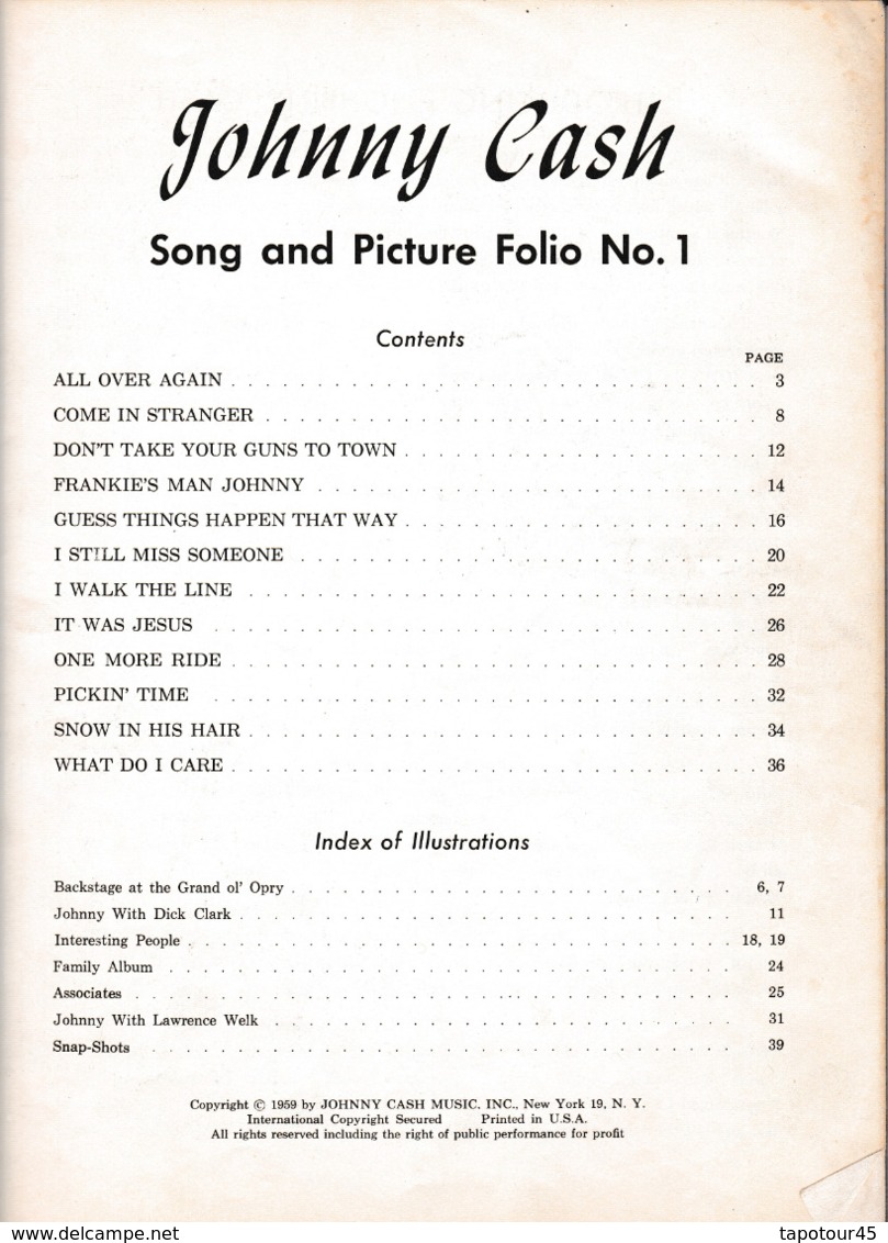 C 5)Livre, Revues >  Jazz,Rock, Country > Folio N= 1  "Johnny Cash"   (+- 40 Pages) - 1950-Heden