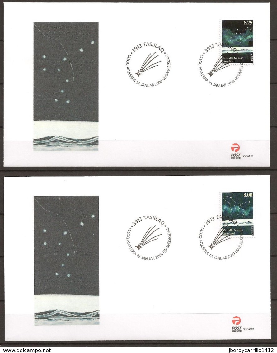 GROENLANDIA/ GREENLAND / GRÖNLAND - EUROPA 2009 - TEMA "ASTRONOMIA" - 2 FDC Of The SET  PERFORATED - 2009