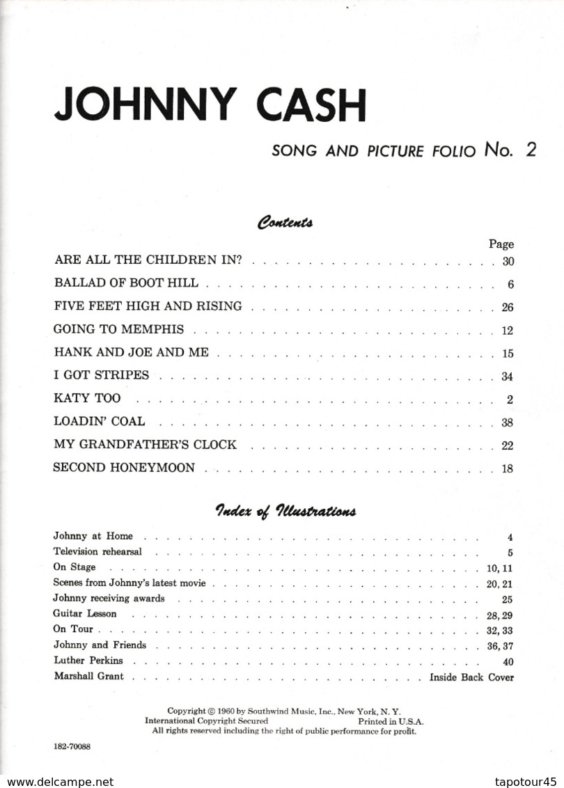 C 5)Livre, Revues >  Jazz,Rock, Country > Folio N= 2  "Johnny Cash"   (+- 40 Pages) - 1950-Heute