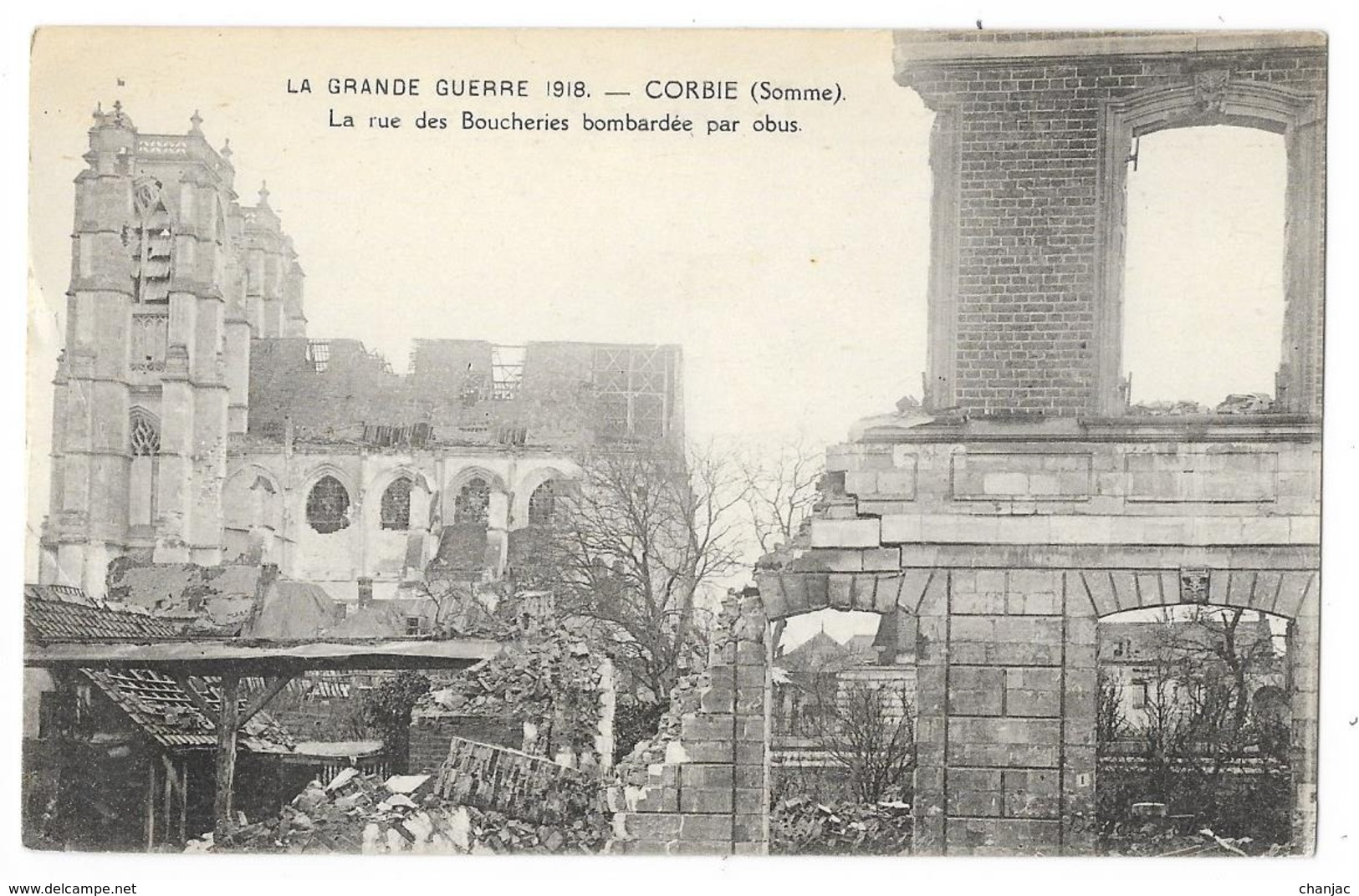 80 CORBIE (ar. Amiens) Grande Guerre 1918 - Rue Des Boucheries Bombardée Par Obus - Corbie