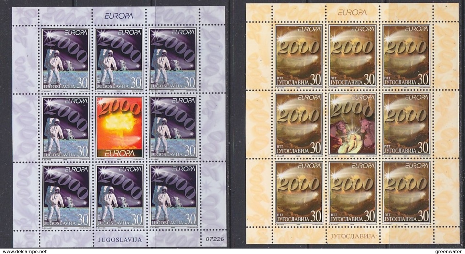 Europa Cept 2000 Yugoslavia 2v Sheetlets ** Mnh (44932C) K.O. PRICE - 2000