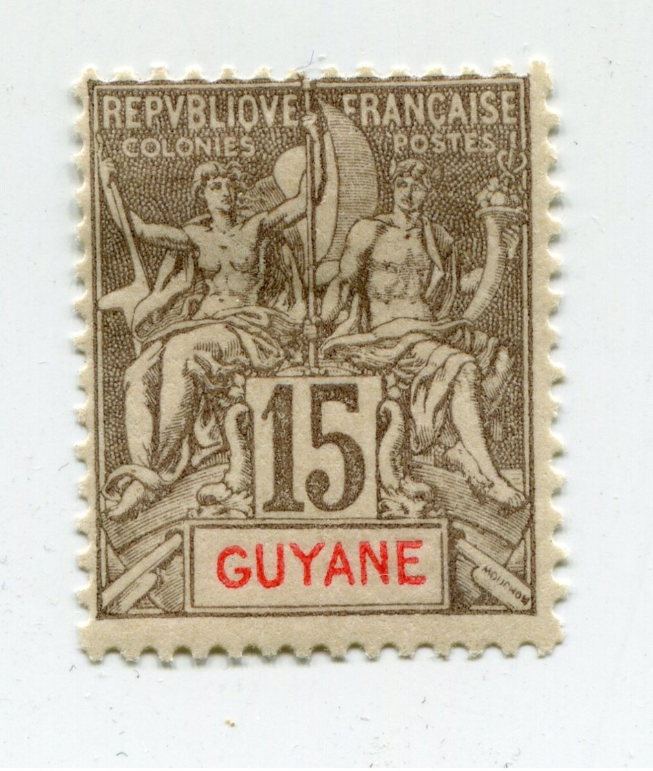 COLONIES FRANCAISES GUYANE 1 Timbre Neuf X Signé  N°YT 45 - 1900 - Neufs