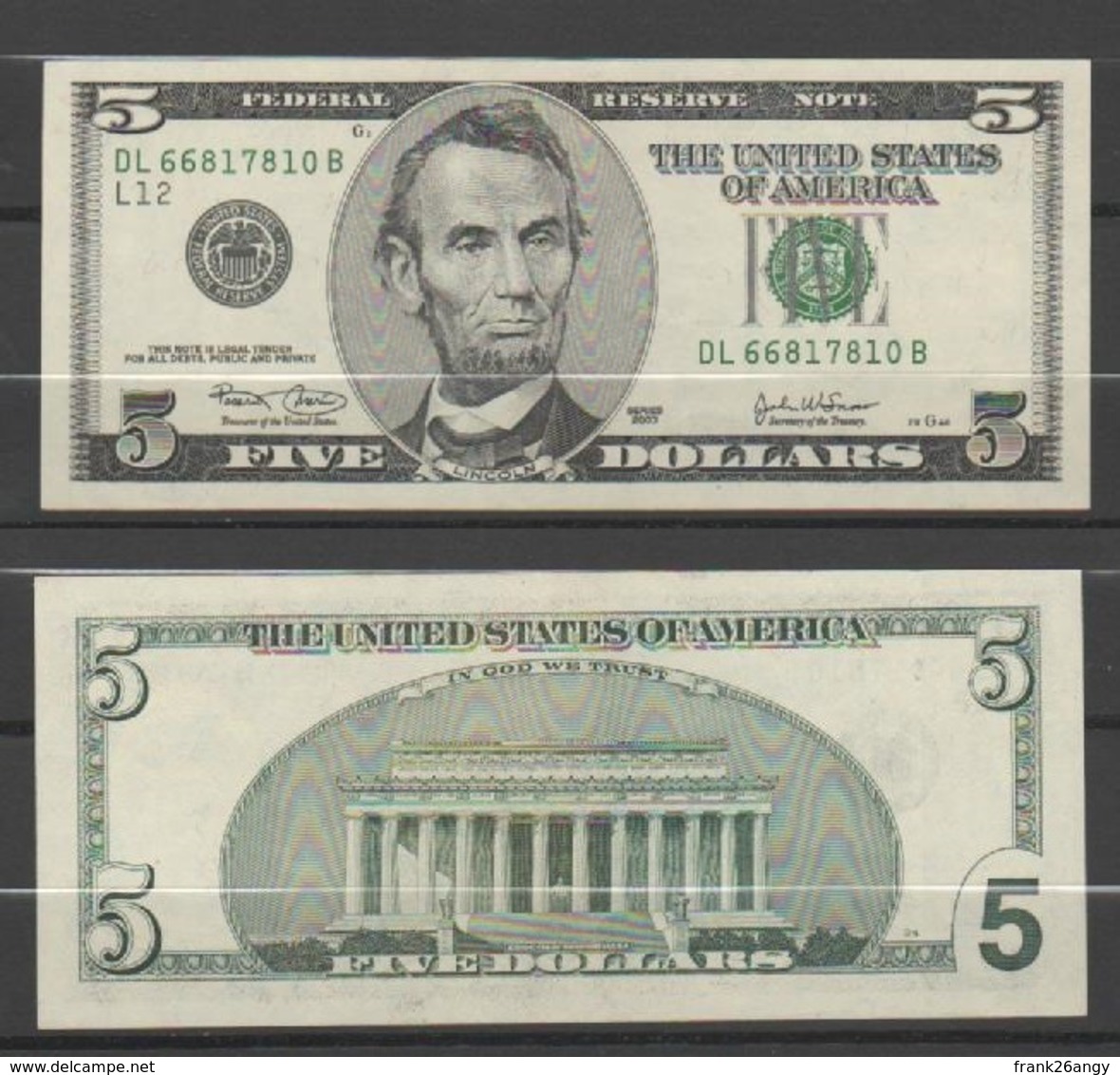 STATI UNITI 2003 - 5 Dollari - "Lincoln"  Banconota In Condizioni Q/FDS - Biljetten Van De  Federal Reserve (1928-...)