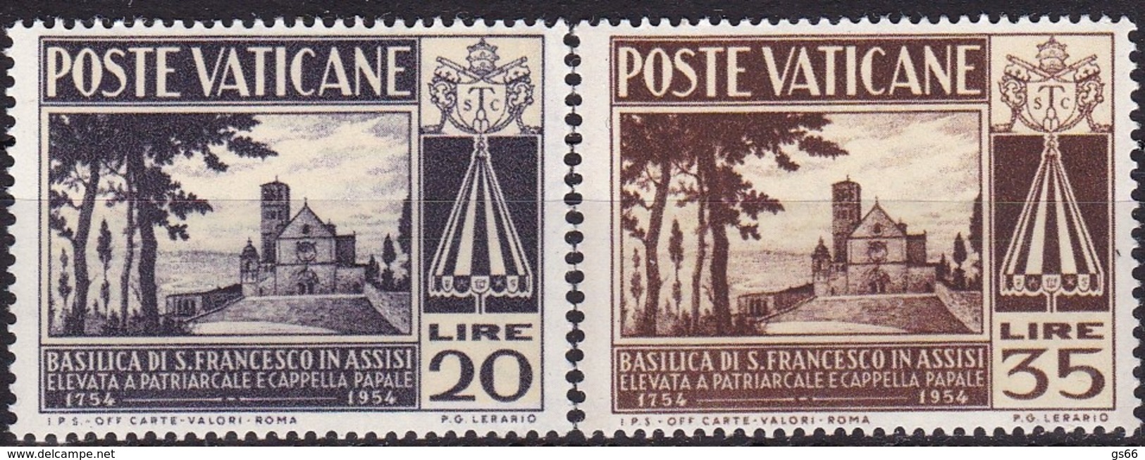 1954, Vatican, 223/24, MNH, Kirche Des Hl. Franz In Assisi - Neufs