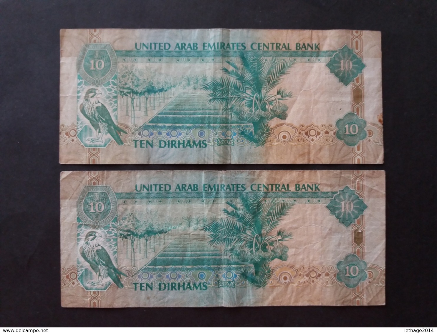 United Arab Emirates  الإمارات العربية المتحدة دبي Emirati Arabi 10 DIRHAMS X 2 MONEY PAPER - Emirati Arabi Uniti