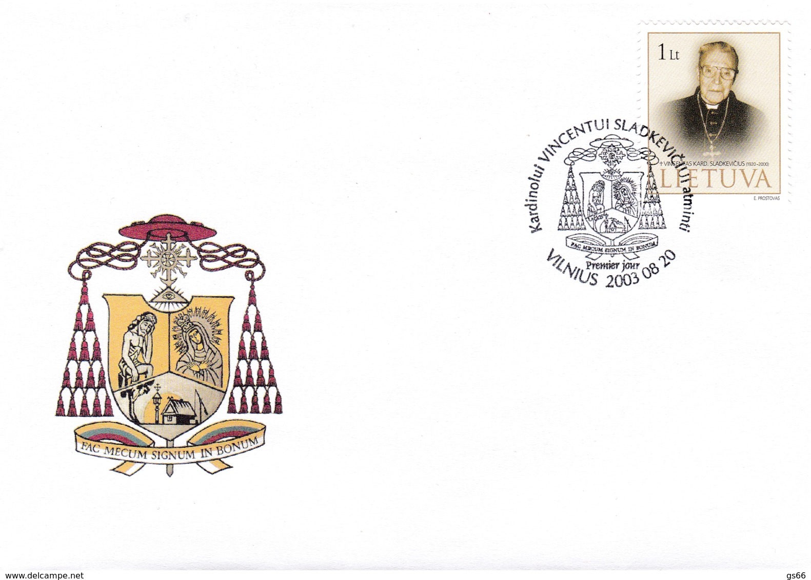 Litauen, 2003, 827,  FDC, Kardinal Vincentas Sladkevicius. - Lithuania