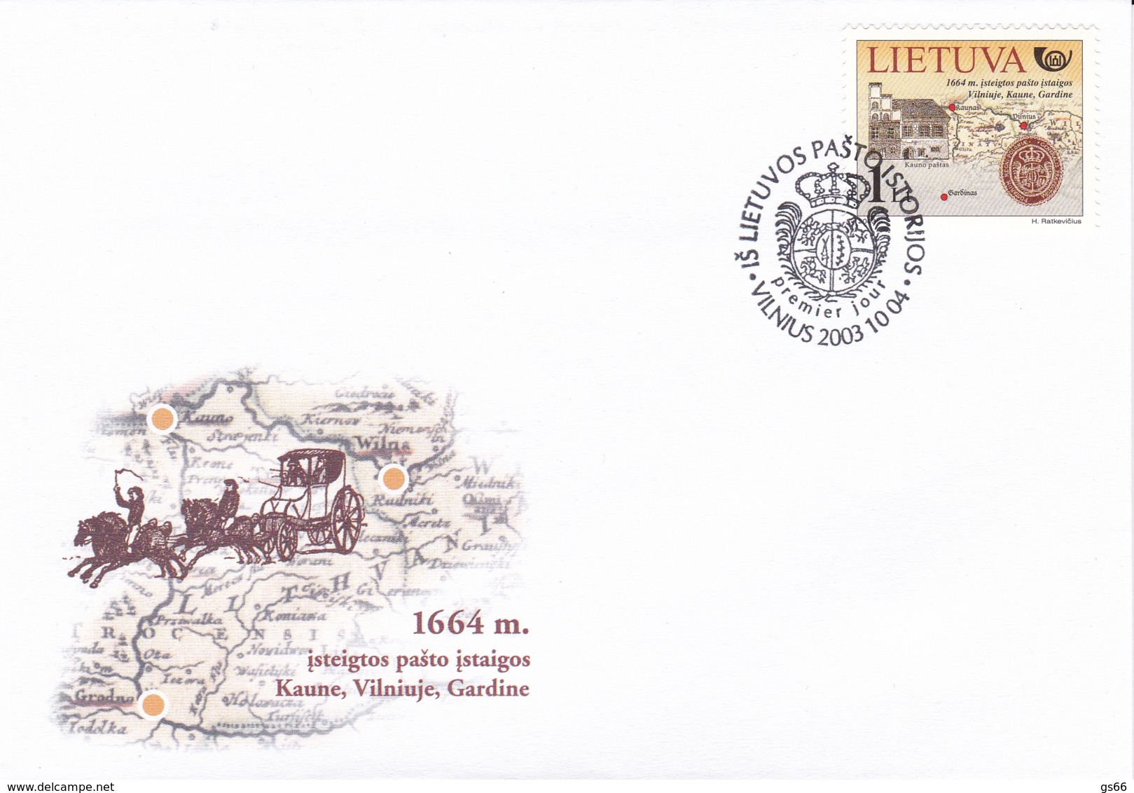 Litauen, 2003, 829,  FDC, Geschichte Der Post - Lithuania