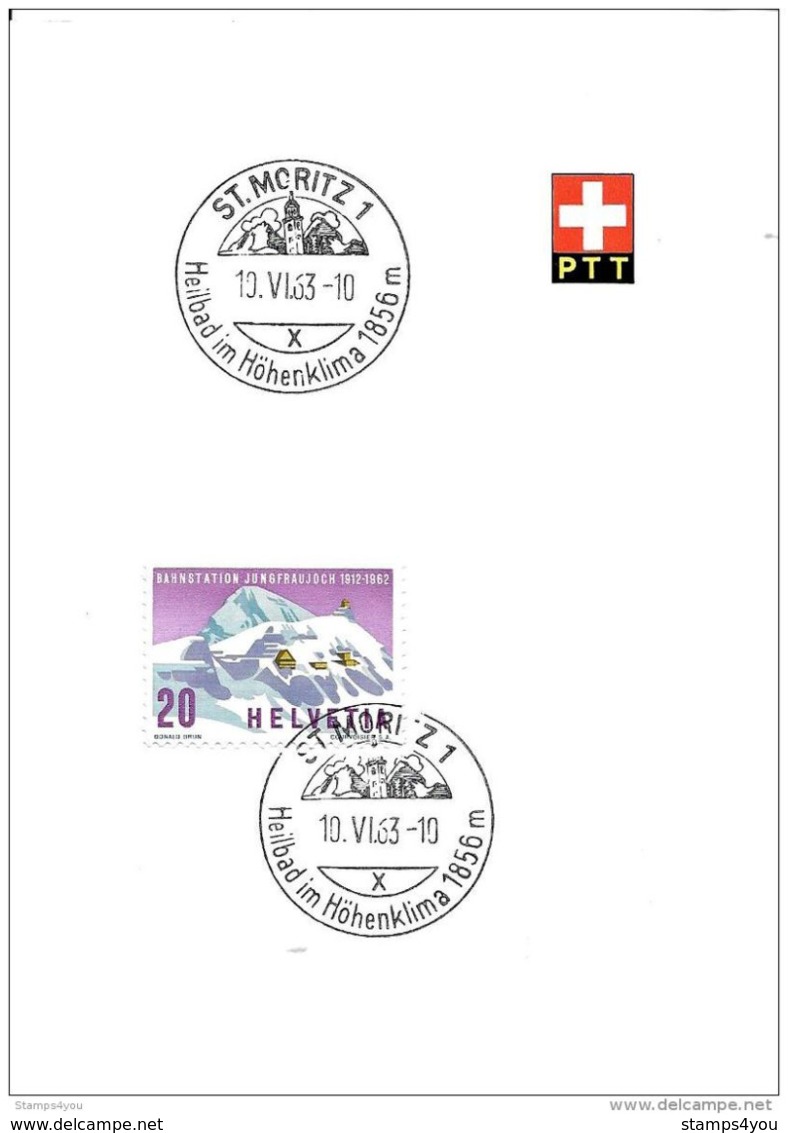 112 - 6 - Feuillet Avec Cachet Illustré Touristique "St Moritz 1" 1963 - Marcofilia