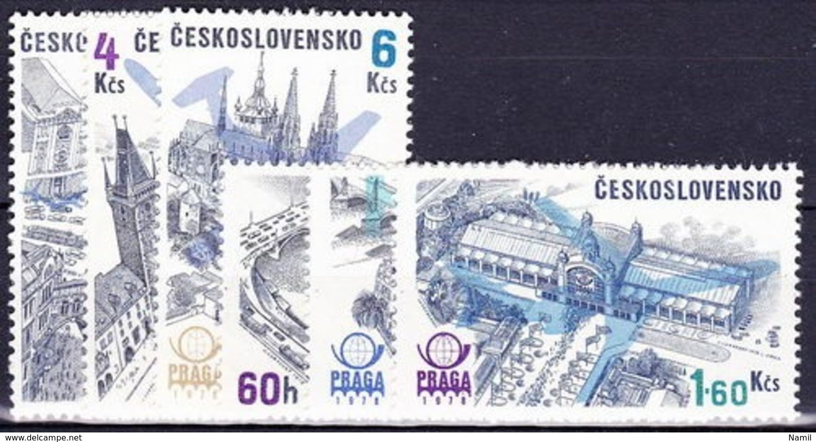 Tchécoslovaquie 1976 MI 2324-9 (Yv PA 72-7), (MNH)** - Airmail