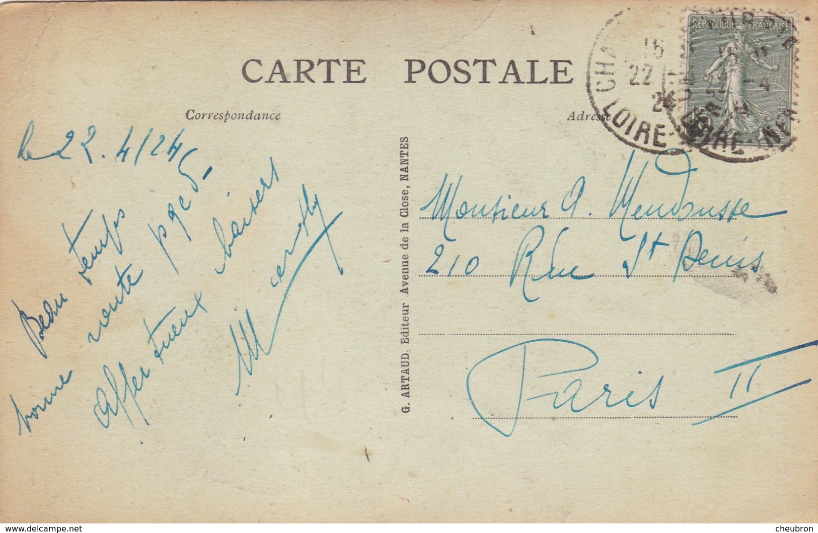 44. CHATEAUBRIANT. CPA. LE CHÂTEAU.TOUR DE FRANCOISE DE FOIX . ANNÉE 1924 + TEXTE - Châteaubriant