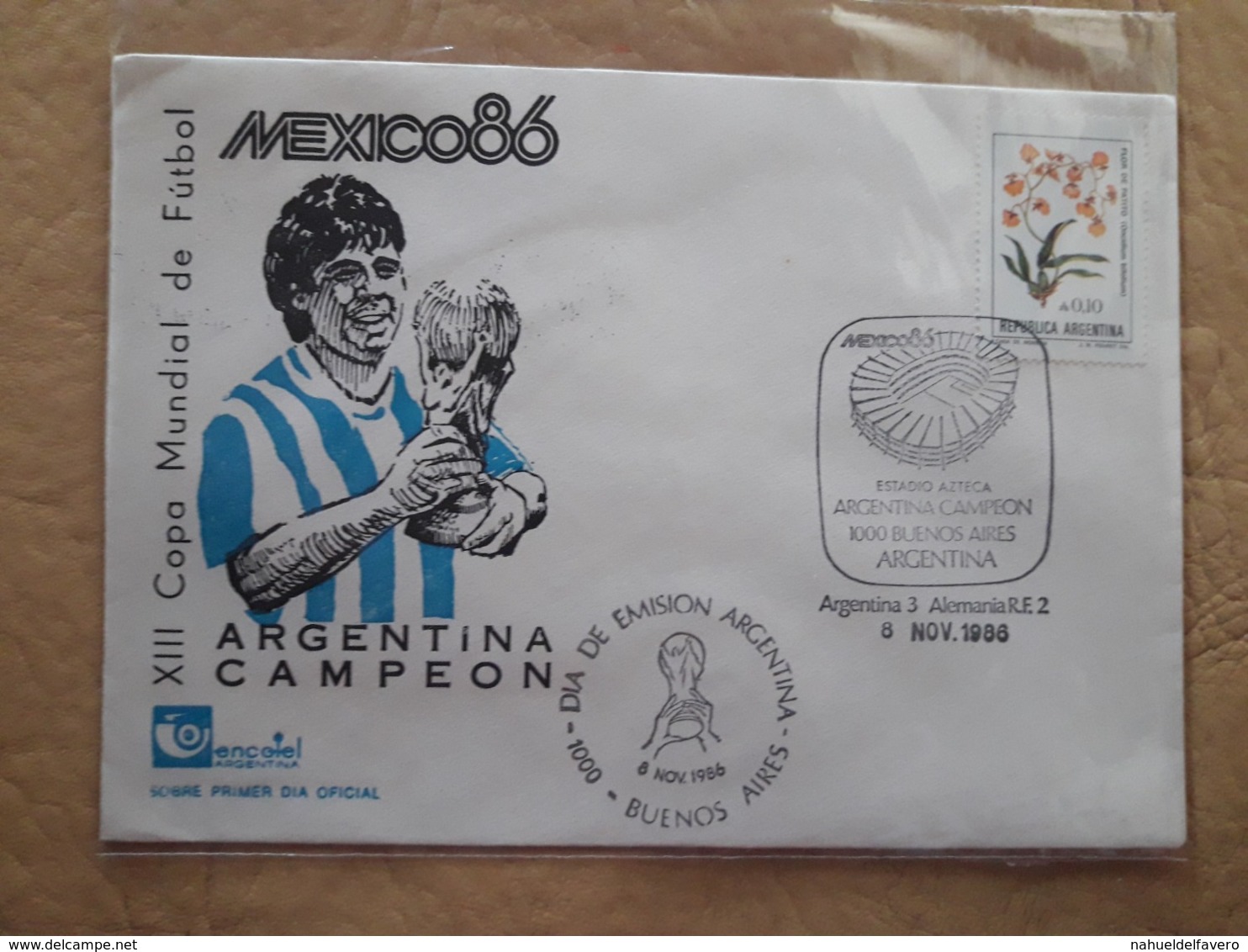 Football, Football Mondial Argentin 1986 Avec L'image De Maradona Et Cachet Spécial, Champion D'Argentine - 1978 – Argentina